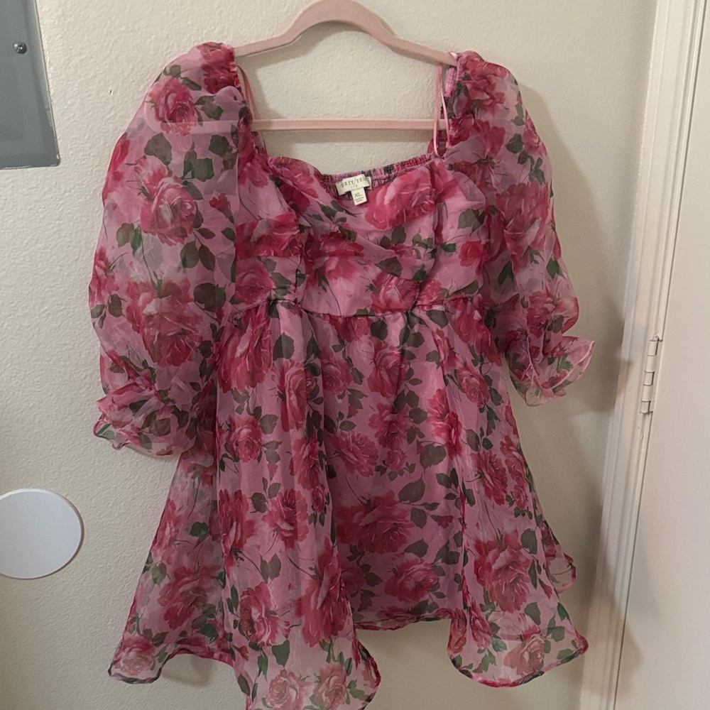 Elegant Floral Pink Dress